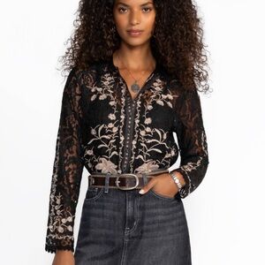Johnny Was Elegant Black Lace Embroidered Jacket size Xsmall NWT